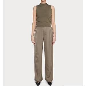 NEW AMANDA MARIA satin wide leg pants in olive